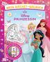„Mein Magnet-Malbuch: Disney Prinzessin.“ Prinzessinnen vor einem Schloss; Blumen und Schmetterlinge verzieren den Rahmen.