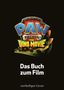 „Das Buch zum Film“, Logo mit Schriftzug „PAW Patrol: The Dino Movie“ auf Dinosaurierhaut mit Stacheln., Buch