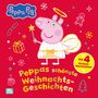 „Peppas schönste Weihnachts-Geschichten“; Illustration von Peppa als Engel, umgeben von weihnachtlichen Symbolen., Buch