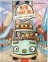 „Otto fährt los: Eine Reise nach England“. Illustration mit Familie im Bus, Londoner Wahrzeichen im Hintergrund., Buch