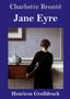 „Charlotte Brontë, Jane Eyre, Henricus Großdruck“ und eine Frau betrachtet eine Wand in einem klassischen Gemälde., Buch