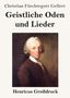 "Christian Fürchtegott Gellert: Geistliche Oden und Lieder. Henricus Großdruck." Ein Gemälde eines Mannes mit weißer Perücke.