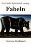 Text: "Gotthold Ephraim Lessing - Fabeln" und "Henricus Großdruck". Illustration eines Bären auf dunklem Hintergrund., Buch