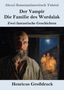 Alexei Konstantinowitsch Tolstoi. Ein Mann mit Bart steht im Vordergrund vor einem erleuchteten Haus mit drei Personen., Buch
