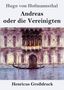 Text: "Hugo von Hofmannsthal. Andreas oder die Vereinigten. Henricus Großdruck." Gemälde mit venezianischem Gebäude und Gondel., Buch