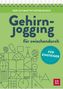 „Gehirn-Jogging für zwischendurch. Für Einsteiger.“ Illustration aus geometrischen Formen auf grünem Hintergrund.