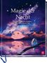 „Magie der Nacht. Geschichten, Märchen und Mythen aus einer verträumten Welt. Illustriert von Kasia Sierpiński.“  
Ein verträumter Nachthimmel mit Eule, See und Bergen., Buch