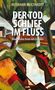 „Hermann Multhaupt. Der Tod schlief im Fluss. Himmlischer Krimi mit Erdnähe.“ Bunte, expressive Landschaftsillustration.