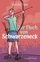 "Jennifer Rees, Der Fluch von Schwarzeneck, Jung & Jünger. Ein Bogenschütze zieht auf rosa Hintergrund den Bogen.", Buch