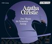 Text: "Agatha Christie, Der Mann im braunen Anzug, 3 CD Lesung, der Hörverlag." Illustration: Silhouette eines Mannes und ein Schiff., 3 CDs