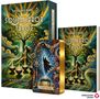 "Soulmirror Tarot" und "78 Karten mit Booklet". Eine farbenprächtige Illustration mit Magier, Wagen, Frau und Baum., Buch