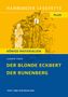 "Hamburger Lesehefte Plus, Königs Materialien, Ludwig Tieck, Der blonde Eckbert, Der Runenberg, Text und Materialien." Gelb-blaue Illustration., Buch