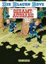 "Die Blauen Boys, Gesamtausgabe. Zwei Soldaten in blauen Uniformen in einem Wald, einer stolpert über einen Ast.", Buch
