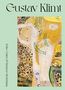 Text: „Gustav Klimt“ und „At the Center of Viennese Modernism“. Illustration von Frauen in ornamentalen Mustern., Buch