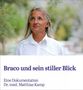 "Braco und sein stiller Blick. Eine Dokumentation Dr. med. Matthias Kamp." Mann mit langen grauen Haaren und weißem Hemd., Buch