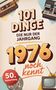 „101 Dinge, die nur der Jahrgang 1976 noch kennt.“ Ein roter Kreis mit „50. Geburtstag“, Kassetten, Kamera, TV., Buch