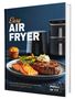 "Easy AIR FRYER" Logo oben rechts. Teller mit Lachs und Steak, Heißluftfritteuse im Hintergrund., Buch