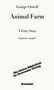 "George Orwell, Animal Farm, A Fairy Story, Englische Ausgabe, Die kleine Bibliothek im Dromedar Verlag, dromedar." Text auf weißem Hintergrund., Buch