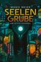 "SEELEN GRUBE: DER LETZTE SCHLÜSSEL" von "MARIE MEIER". Sci-Fi-Stadt, Neonlichter, schwebende Schiffe, mystisches Wesen.