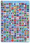 Illustration mit Text „Die Flaggen der Welt von A - Z“ über zahlreichen Länderflaggen.