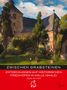 ZWISCHEN GRABSTEINEN, Entdeckungen in Halle, Heidi Ritter. Ein altes Gebäude mit Bäumen und Grabsteinen, malerisch dargestellt., Buch