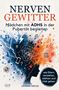 „NERVEN GEWITTER“: Mädchen mit ADHS. Silhouette, bunte Farbkleckse, Symbole wie Blitze, Fragezeichen, Herz., Buch