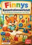 "Finnys Konzentrationswerkstatt: Das 10-Minuten-Training für die 1. bis 3. Klasse." Illustration: Ein fröhlicher Fuchs an einem Tisch., Buch