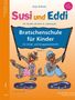 "Susi und Eddi: Bratschenschule für Kinder". Zwei Affen in bunten Outfits. Orange Hintergrund, spielerisch fröhlich., Buch