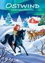 Text: "OSTWIND Zauberhafte Weihnachten". Eine Illustration von einem Mädchen reitet ein schwarzes Pferd im Schnee.