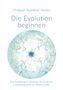 „Die Evolution beginnen“, Illustration mit blauen Zweigen und Blättern in einem Kreis auf weißem Hintergrund., Buch