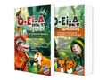 Links „O-Ei-A 2026/27 Figuren“, rechts „O-Ei-A 2026/27 Spielzeug“. Illustrationen mit Tieren und Figuren auf den Covern., Buch