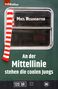 "An der Mittellinie stehen die coolen Jungs" von Mikis Wesensbitter. Oben ein Zugfenster mit Schal. Subkultur-Verlag., Buch