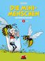 "Die Minimenschen Gesamtausgabe 1979-1982" in großen Buchstaben. Eine Figur in einem Glas von riesigen Wespen umgeben., Buch