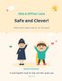"Milo & Officer Lena: Safe and Clever! Street-smart safety rules for out and about. Benita Schweizer. Ages 3-8." Zwei Cartoon-Figuren, Polizistin und Kind., Buch