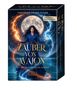 „Zauber von Avalon“, „Christine Arana Fader“, „Set mit Buch und 44 Karten“, „AMRA“. Eine Frau in blauer Robe vor Vollmond., Buch