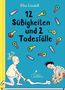 "12 Süßigkeiten und 2 Todesfälle" von Elin Lindell. Zwei Kinder spielen mit einer langen Papierrolle., Buch