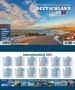 DREI-MONATSKALENDER DEUTSCHLAND 2027, Jahresüberblick 2027. Strandbild mit Meer und blauem Himmel.