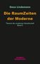 Text in türkis und orange auf schwarzem Hintergrund. Oben steht „Gesa Lindemann“, gefolgt von „Die RaumZeiten der Moderne“. Darunter: „Theorie der modernen Gesellschaft Band 2“. Unten rechts: „VELBRÜCK WISSENSCHAFT“ in pink., Buch