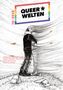 "QUEER* WELTEN 15-2025" steht in einem Regenbogen-Rahmen. Darunter umarmen sich zwei Personen., Buch