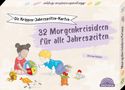 „32 Morgenkreisideen für alle Jahreszeiten“. Zwei Kinder spielen mit einem Jahreszeitenrad auf dem Boden. , Buch