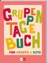 "GRUPPENTAGEBUCH FÜR KRIPPE & KITA" in farbenfrohen Buchstaben auf rosa Hintergrund. Klett Kita Logo unten.