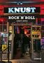 "KNUST. Rock 'n' Roll seit 1976." Der Eingang zu einem Musikclub mit Plakaten und rotem Licht., Buch