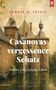 Text: "Renata A. Thiele. Casanovas vergessener Schatz. Wahres Erbe, falsche Erben. Cosy-Krimi." Illustration eines Schlosses., Buch