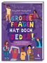 Buchtitel: "GROSSE FRAGEN HAT DOCH JEDER!" Bunt illustriert mit fröhlichen Kindern, die unterschiedliche Aktivitäten machen., Buch