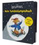 "Leo Lausemaus, Mein Taschenlampenbuch, Leuchte mal dorthin!" zeigt eine Illustration einer Maus auf einem Schlitten im Schnee., Buch