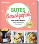 Logo "ZauberTopfClub". "GUTES Bauchgefühl". Text: "Dein Darm in Balance". Oben rosa Hintergrund. Bilder: Thermomix, Desserts, Grillspieße., Buch