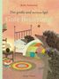 „Der große und der kleine Igel: Gute Besserung!“ ist in großen Buchstaben zu sehen. Zwei Igel, einer im Bett, ein anderer steht daneben, und es gibt bunte Decken, einen Tisch mit Büchern und eine Lampe., Buch