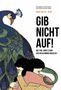 "Gib nicht auf! Wie eine junge Ezidin den Völkermord überlebt." Illustration von mehreren Personen in Umarmung., Buch