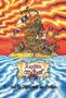 „Kapitän McKampf und die Olympiade der Piraten“ steht vor einem lebhaft orange-roten Himmel über einem komplexen Piratenschiff., Buch