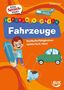 "Vorschule aktiv Fahrzeuge. Vorläuferfähigkeiten spielerisch üben." Kind mit Flugzeugmodell, Auto, Roller, Flugzeug., Buch